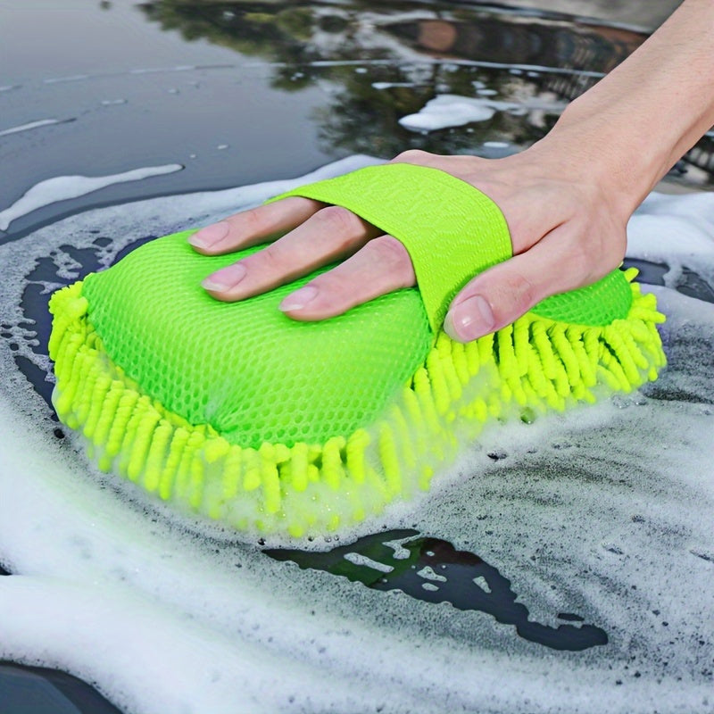 Luva para Lavagem de Carros de Microfibra Chenille Ultra-Absorvente.