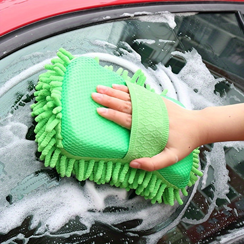 Luva para Lavagem de Carros de Microfibra Chenille Ultra-Absorvente.