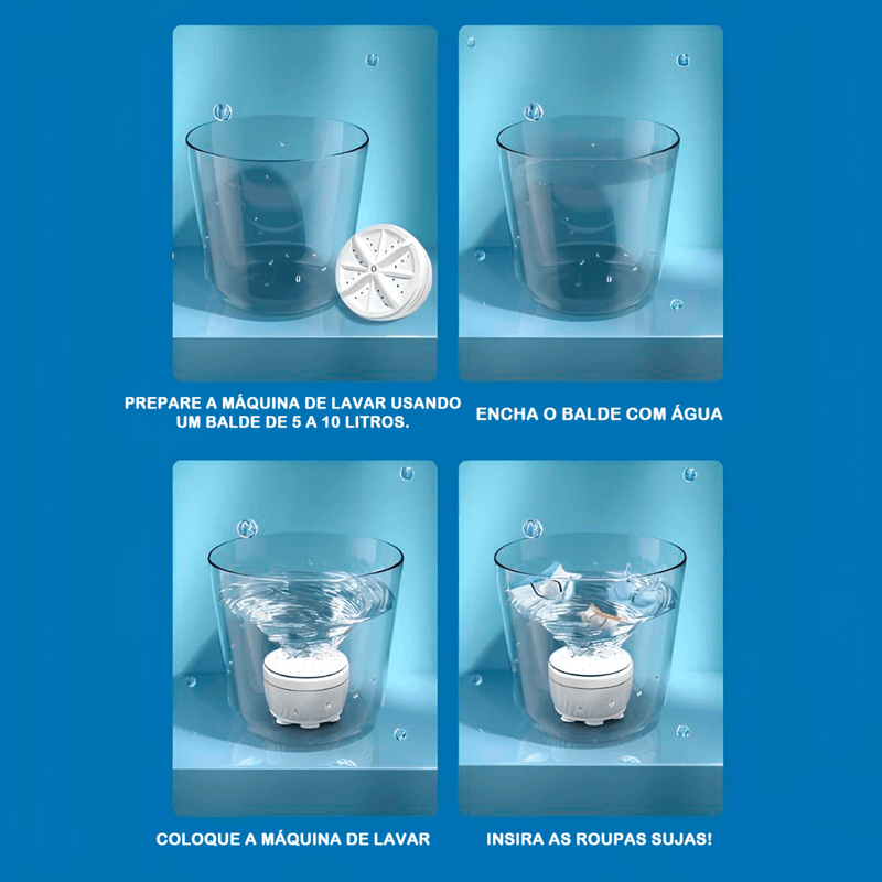 Mini Máquina de Lavar Híbrida Modern Lar™ / Transforme Qualquer Recipiente em uma Máquina de Lavar Eficiente!