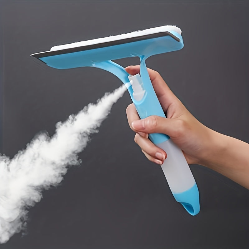 Ferramenta de limpeza de vidro multifuncional 3 em 1 com aspersor, plástico de polipropileno (PP), para banheiro, cozinha, sala de estar, quarto, vaso sanitário - Raspador eficiente de espelho e janela