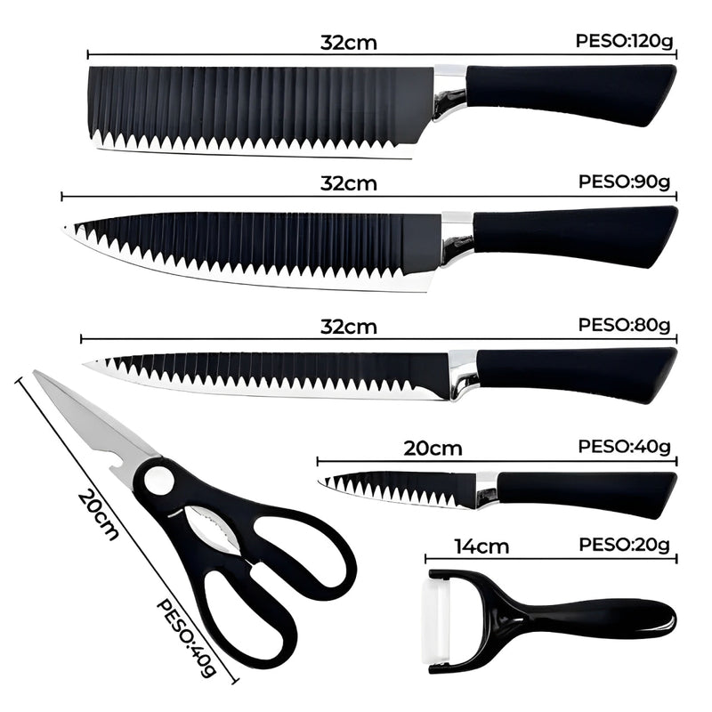Kit facas de cozinha Antiaderente - BlackLux ✔️