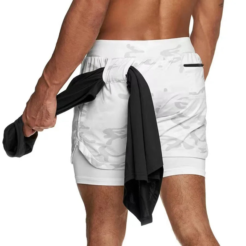 Shorts de Corrida Camuflados para Homens - Variante: Verde Camuflado