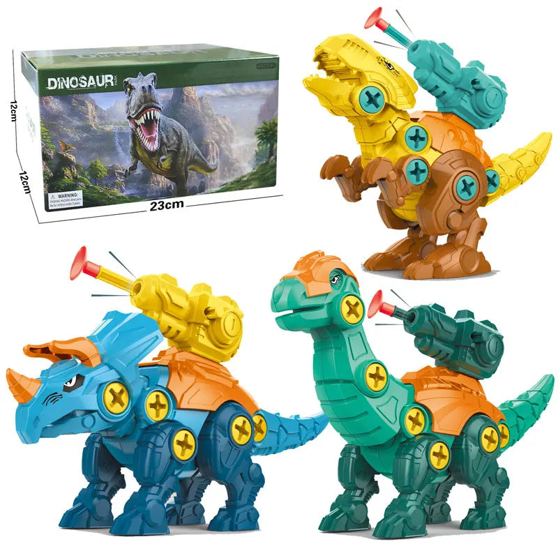 Brinquedos de dinossauros para bebês 3 em 1, faça você mesmo, parafusar, porcas de montagem, conjuntos de modelos, blocos seguros, educativos para crianças pequenas