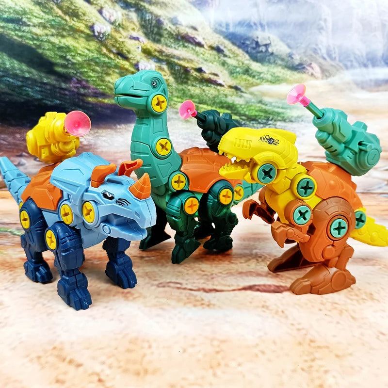 Brinquedos de dinossauros para bebês 3 em 1, faça você mesmo, parafusar, porcas de montagem, conjuntos de modelos, blocos seguros, educativos para crianças pequenas