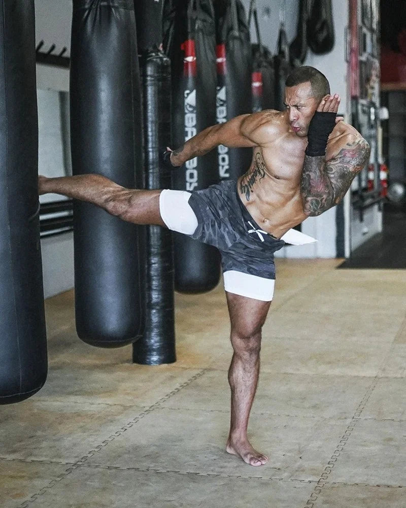 Shorts de Corrida Camuflados para Homens - Variante: Verde Camuflado