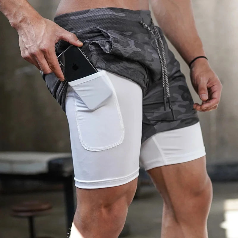 Shorts de Corrida Camuflados para Homens - Variante: Verde Camuflado