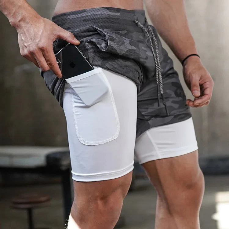 Shorts de Corrida Camuflados para Homens - Variante: Verde Camuflado