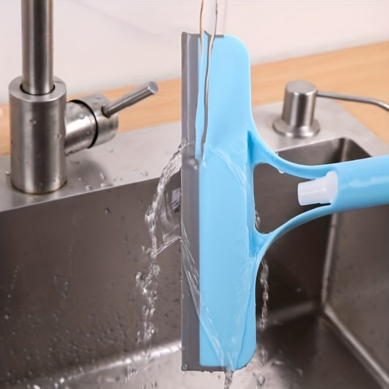 Ferramenta de limpeza de vidro multifuncional 3 em 1 com aspersor, plástico de polipropileno (PP), para banheiro, cozinha, sala de estar, quarto, vaso sanitário - Raspador eficiente de espelho e janela